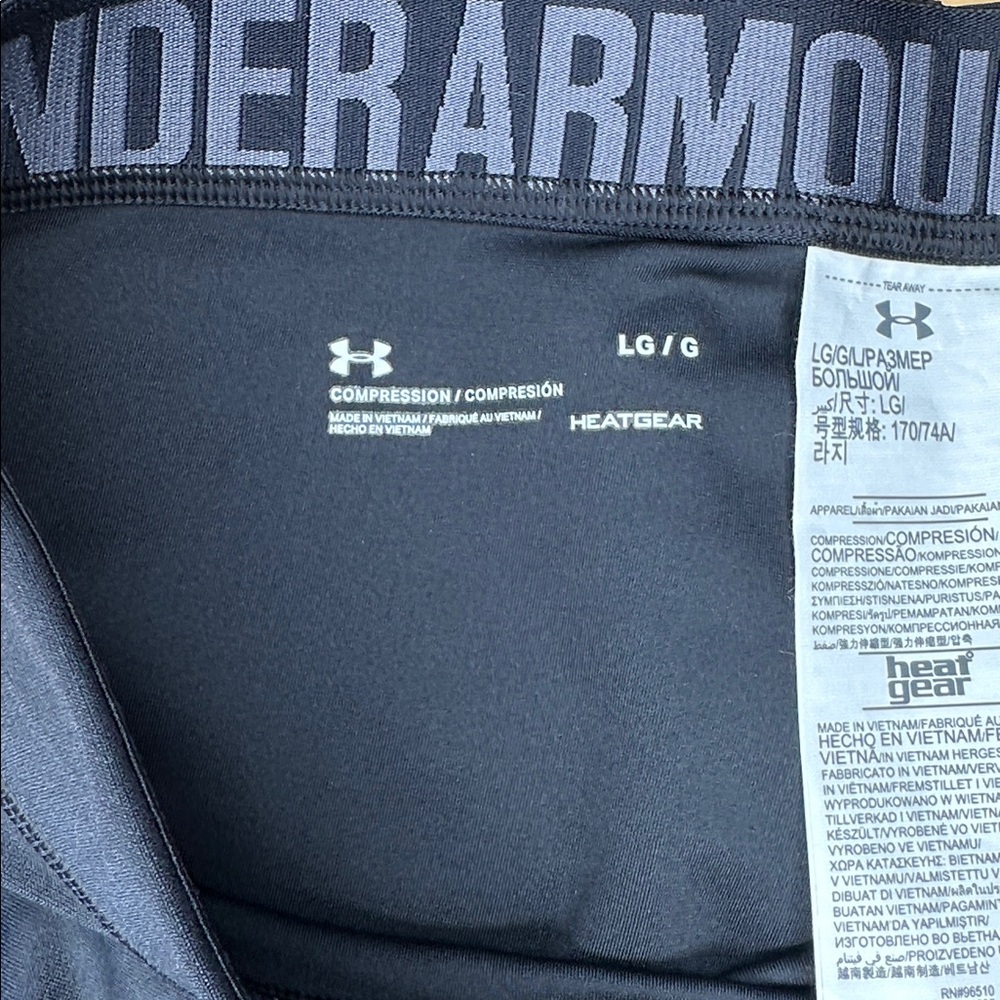 Under Armour Compression Heatgear Women’s Leggings Sz L Black and Blue - Picture 6 of 7
